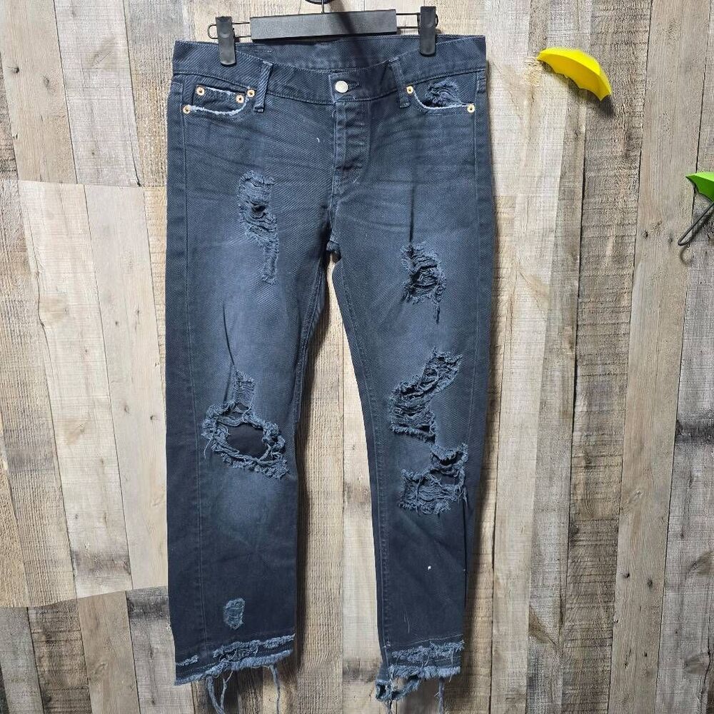 The Laundry Room Ripped Distressed Straight Leg Jeans 26 Trendy Designer Indie
